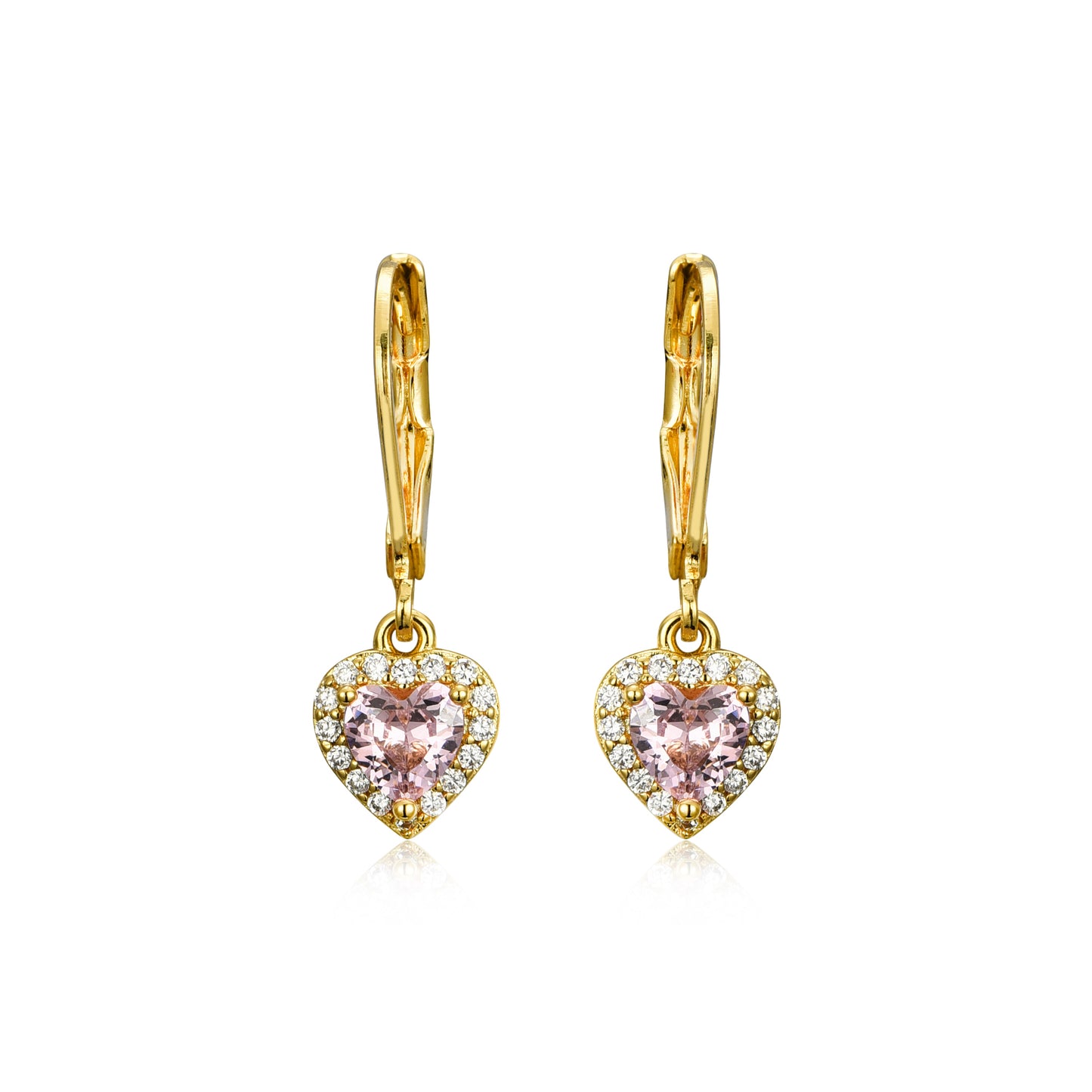 Gold Plated Surgical Steel CZ Border Heart Shape Earrings (8mm)