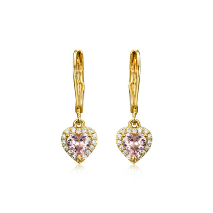 Gold Plated Surgical Steel CZ Border Heart Shape Earrings (8mm)