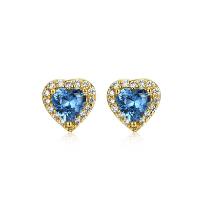 Gold Plated Surgical Steel CZ Border Heart Shape Earrings (8mm)