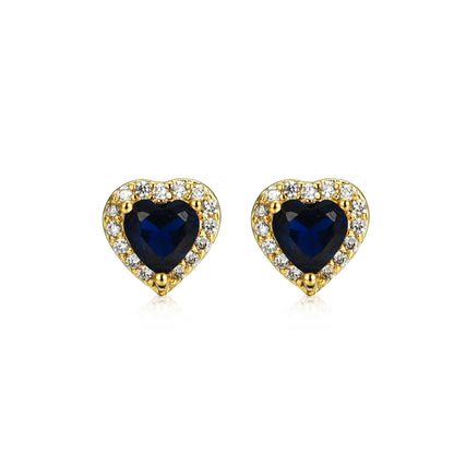 Gold Plated Surgical Steel CZ Border Heart Shape Earrings (8mm)