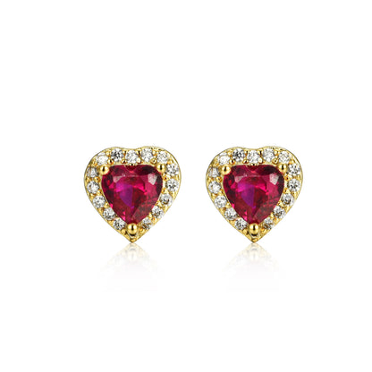 Gold Plated Surgical Steel CZ Border Heart Shape Earrings (8mm)