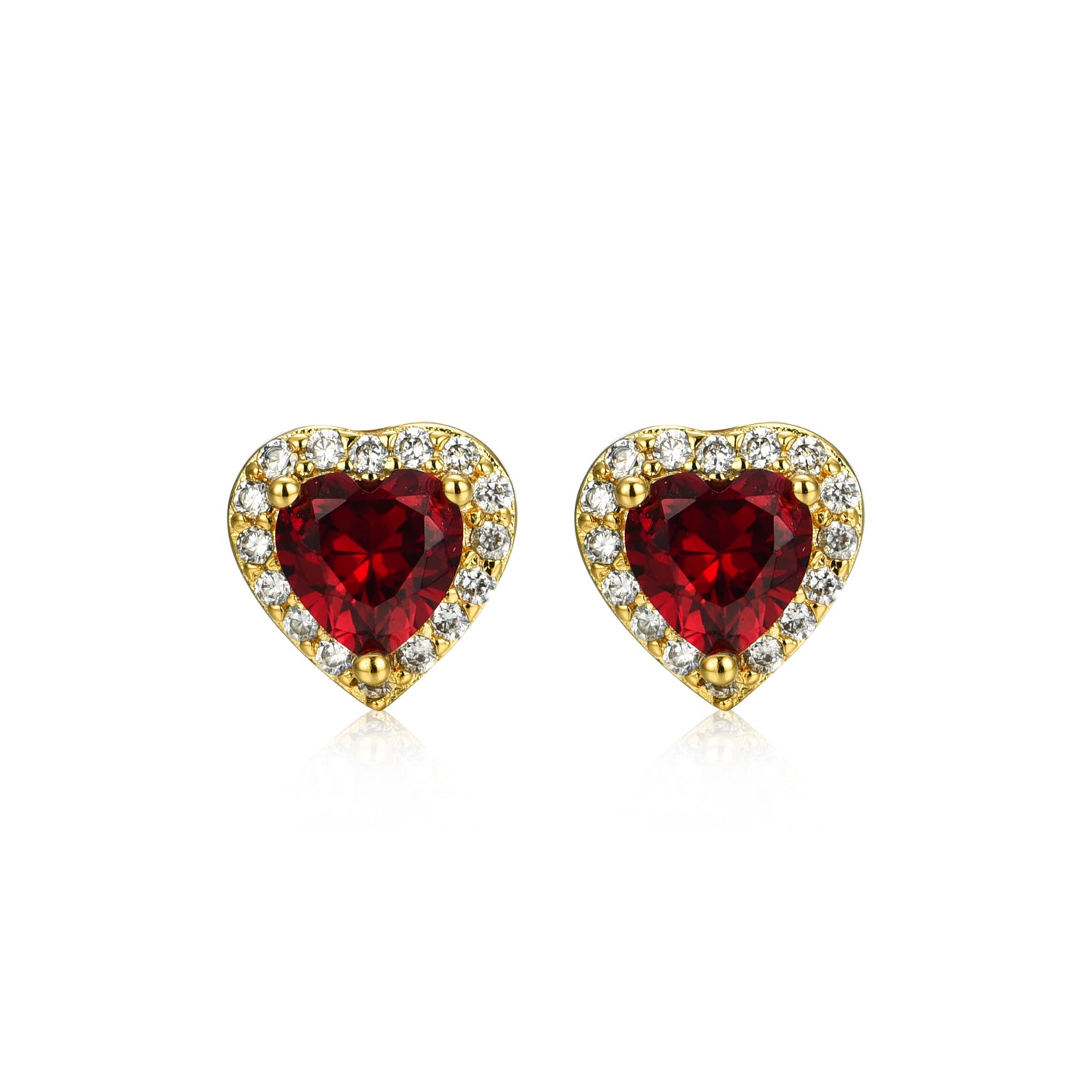 Gold Plated Surgical Steel CZ Border Heart Shape Earrings (8mm)