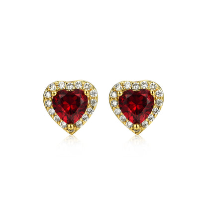 Gold Plated Surgical Steel CZ Border Heart Shape Earrings (8mm)