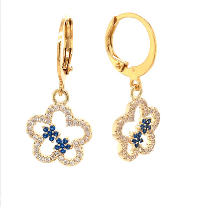 Surgical Steel Blue Flower Earrings - HK Jewels