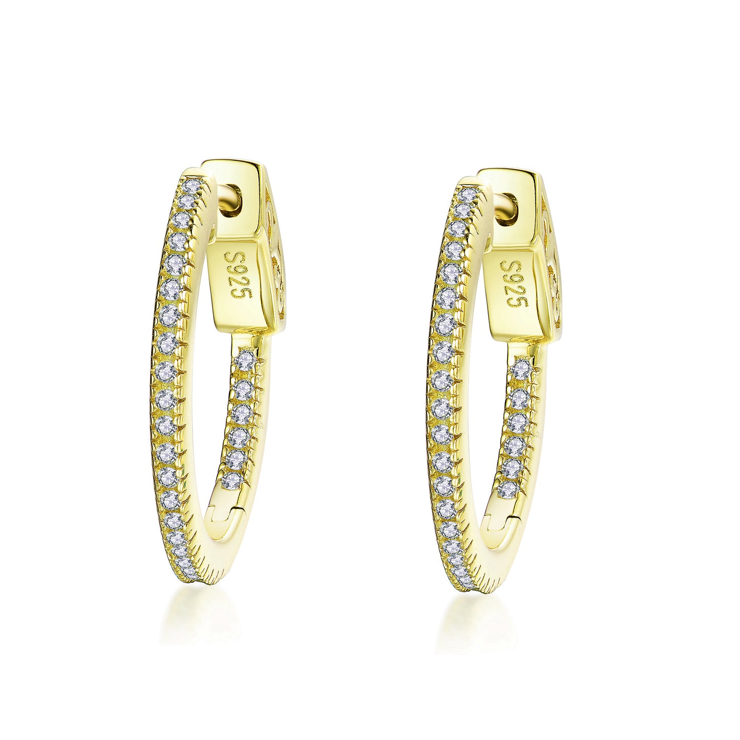 20mm Round Hoop Earrings with 1mm CZs - HK Jewels