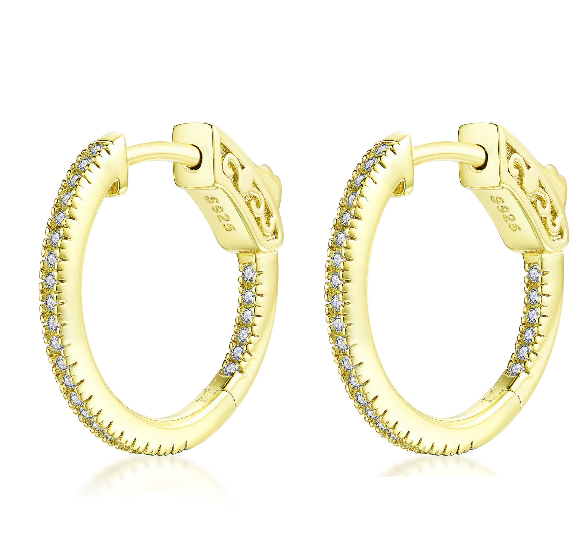 20mm Round Hoop Earrings with 1mm CZs - HK Jewels