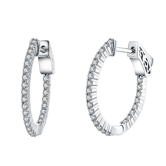 23MM Oval Hoop Earrings with 1.5mm CZs - HK Jewels