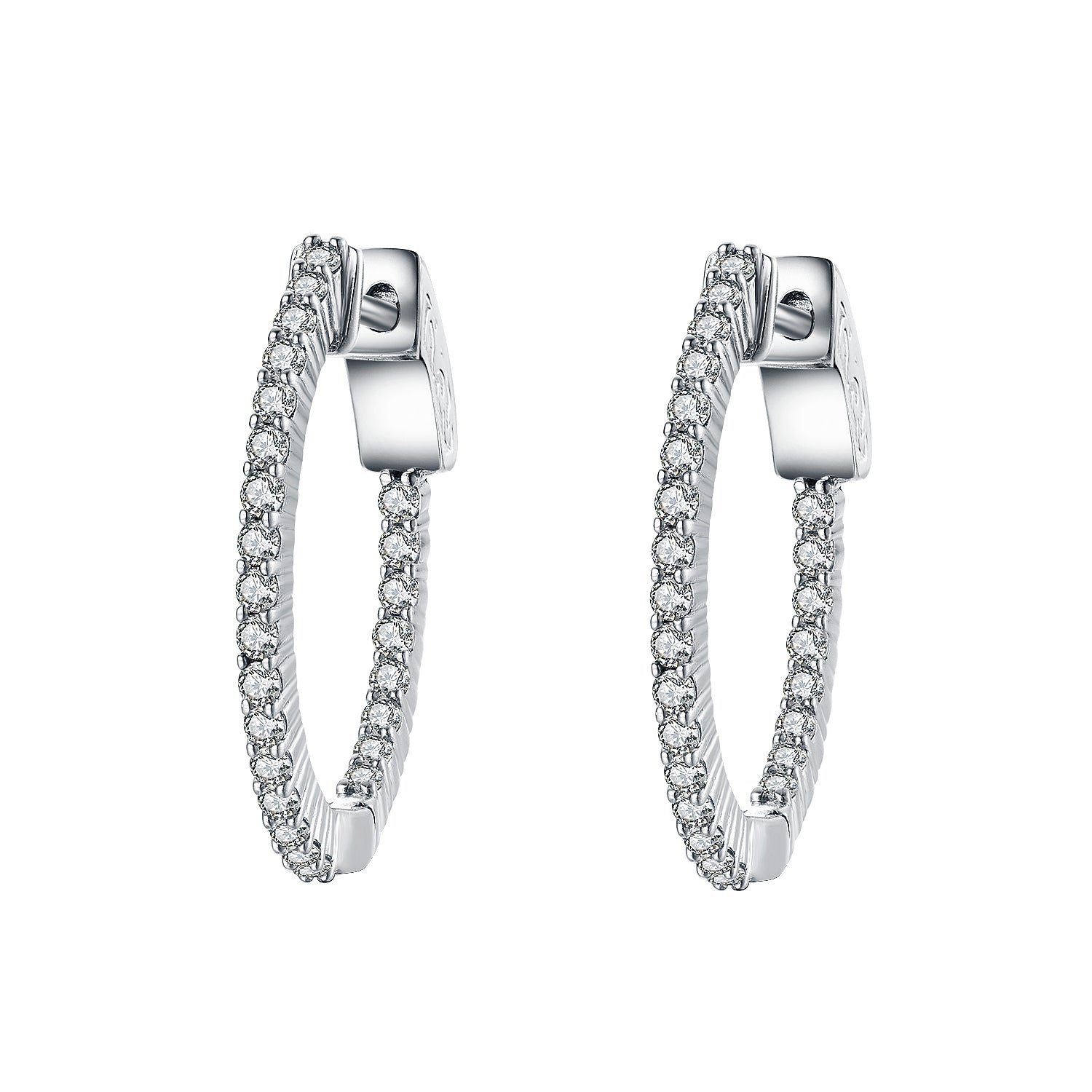 23MM Oval Hoop Earrings with 1.5mm CZs - HK Jewels