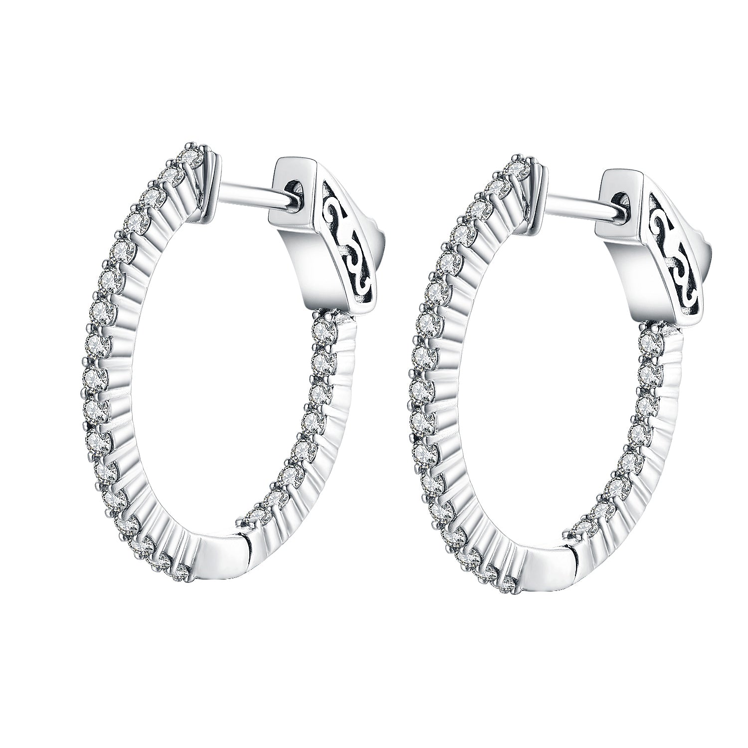 23MM Oval Hoop Earrings with 1.5mm CZs - HK Jewels