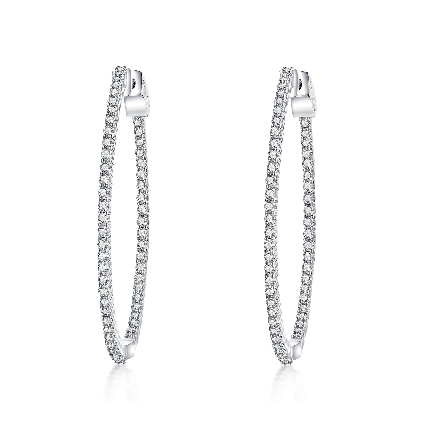 39MM Oval Hoop Earrings with 1.5mm CZs - HK Jewels