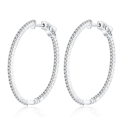 39MM Oval Hoop Earrings with 1.5mm CZs - HK Jewels