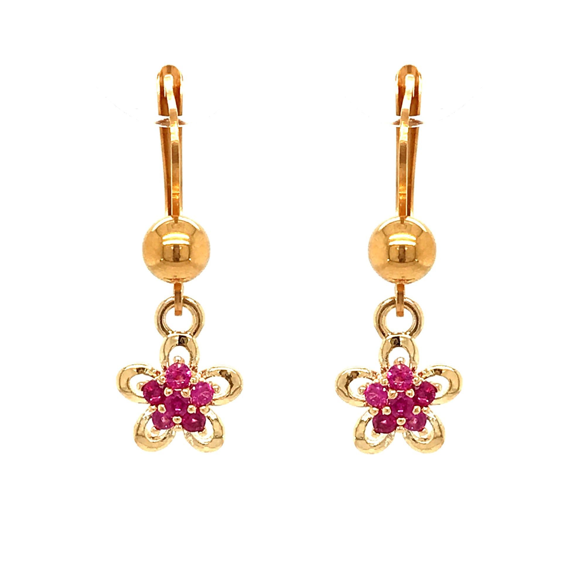 Surgical Steel Fuchsia Flower Earrings - HK Jewels