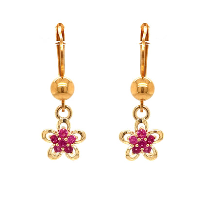Surgical Steel Fuchsia Flower Earrings - HK Jewels
