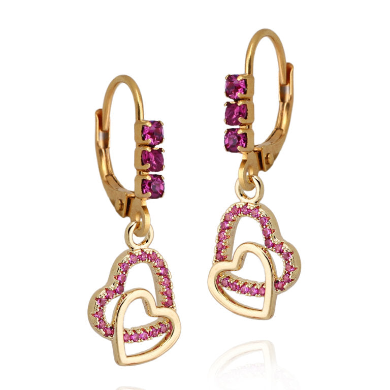 Surgical Steel Linked Double Heart Earring - HK Jewels