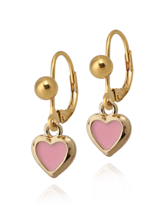 Tiny Pink Framed Heart Earring - HK Jewels