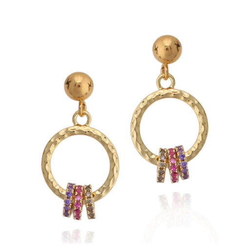 Triple Hammered Circle Earrings - HK Jewels