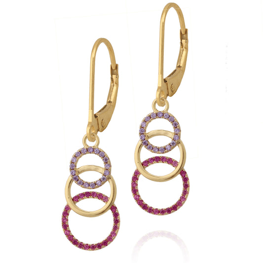 Triple Circle Earring/ Purple-Fuchsia - HK Jewels