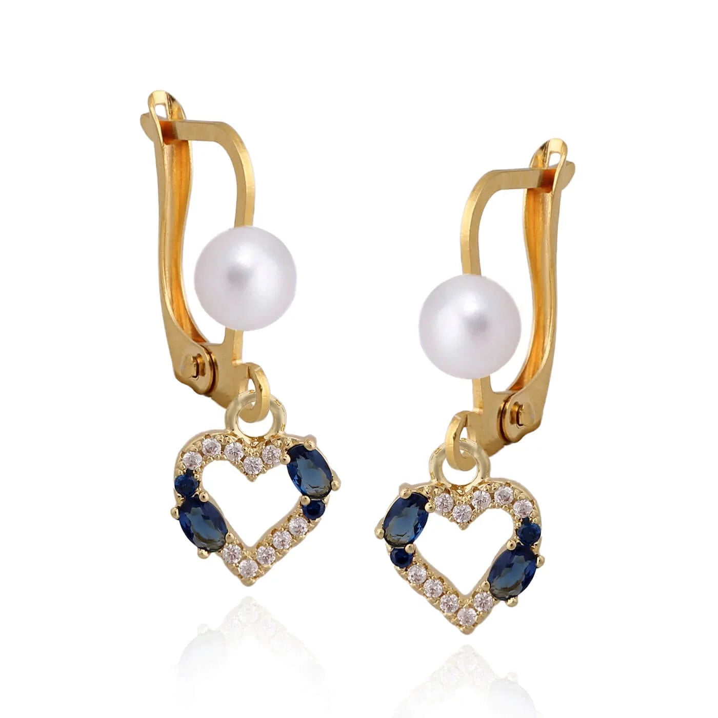 Double Stone Outlined Fuchsia Heart Post Earring - HK Jewels