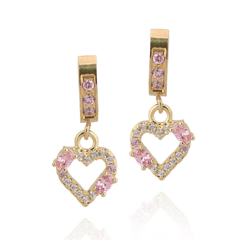 Double Stone Outline CZ Heart Earring - HK Jewels