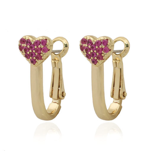 CZ Heart On Gold Huggie Earring - HK Jewels