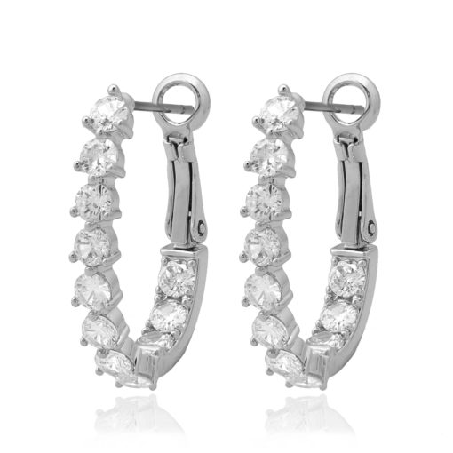 Surgical Steel Three-Prong CZ Stone Huggie Earring - HK Jewels