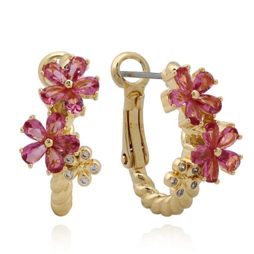Surgical Steel Triple Flower Twisted Huggie Earring - HK Jewels