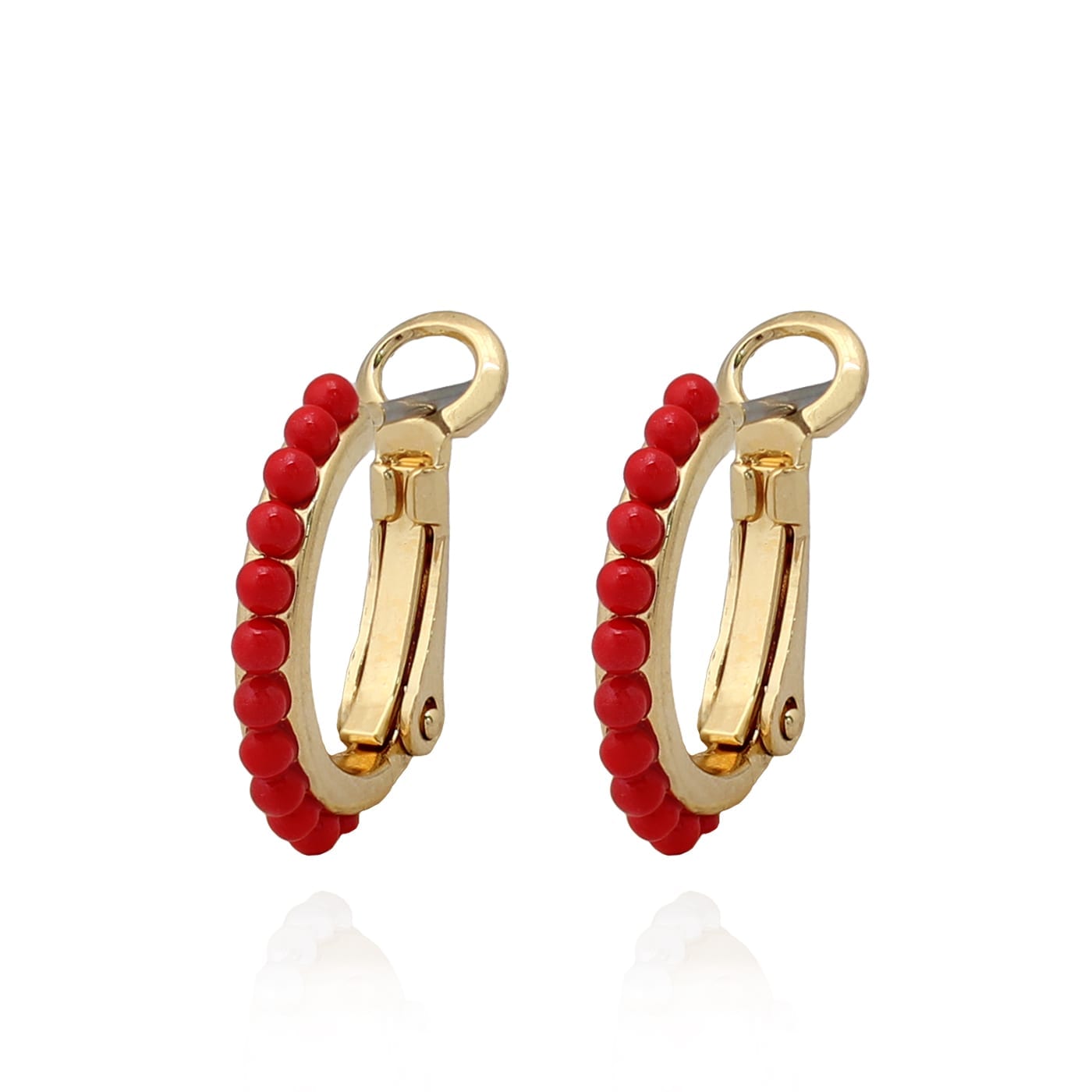 Rounded Red Huggie Earring - HK Jewels