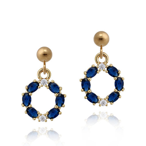 Small Oval Stone Circle Earring - HK Jewels