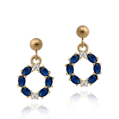 Small Oval Stone Circle Earring - HK Jewels