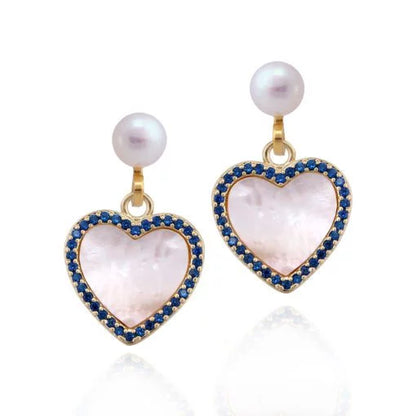 Large Mother-of-Pearl Heart Earring - HK Jewels