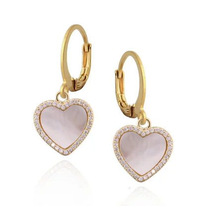 Large Mother-of-Pearl Heart Earring - HK Jewels