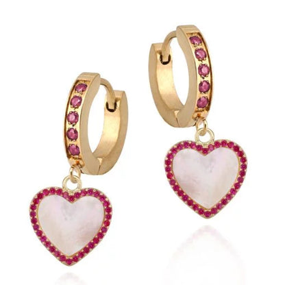 Large Mother-of-Pearl Heart Earring - HK Jewels