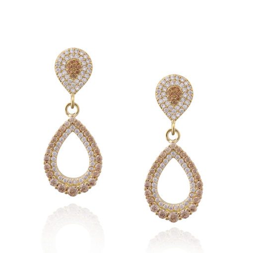 Surgical Steel Double CZ Outlined Bold Teardrop Earring - HK Jewels