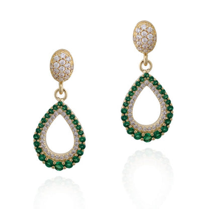 Surgical Steel Double CZ Outlined Bold Teardrop Earring - HK Jewels