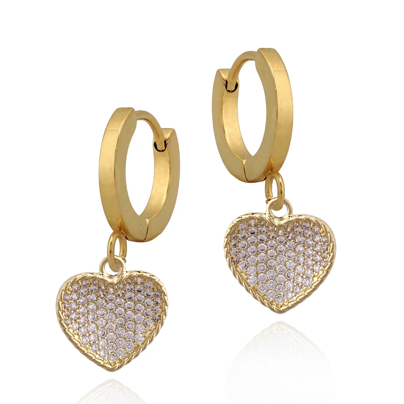 Surgical Steel Gold Plated Inward Puffed Heart Earring - HK Jewels