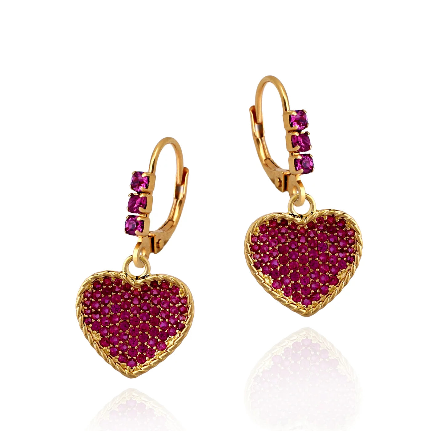 Surgical Steel Gold Plated Inward Puffed Heart Earring - HK Jewels