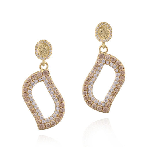 Surgical Steel Stretched Teardrop CZ Hanging Earring - HK Jewels