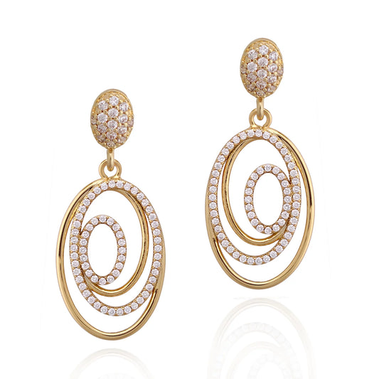 Gold Plated Surgical Steel Nested Ovals Earring - HK Jewels