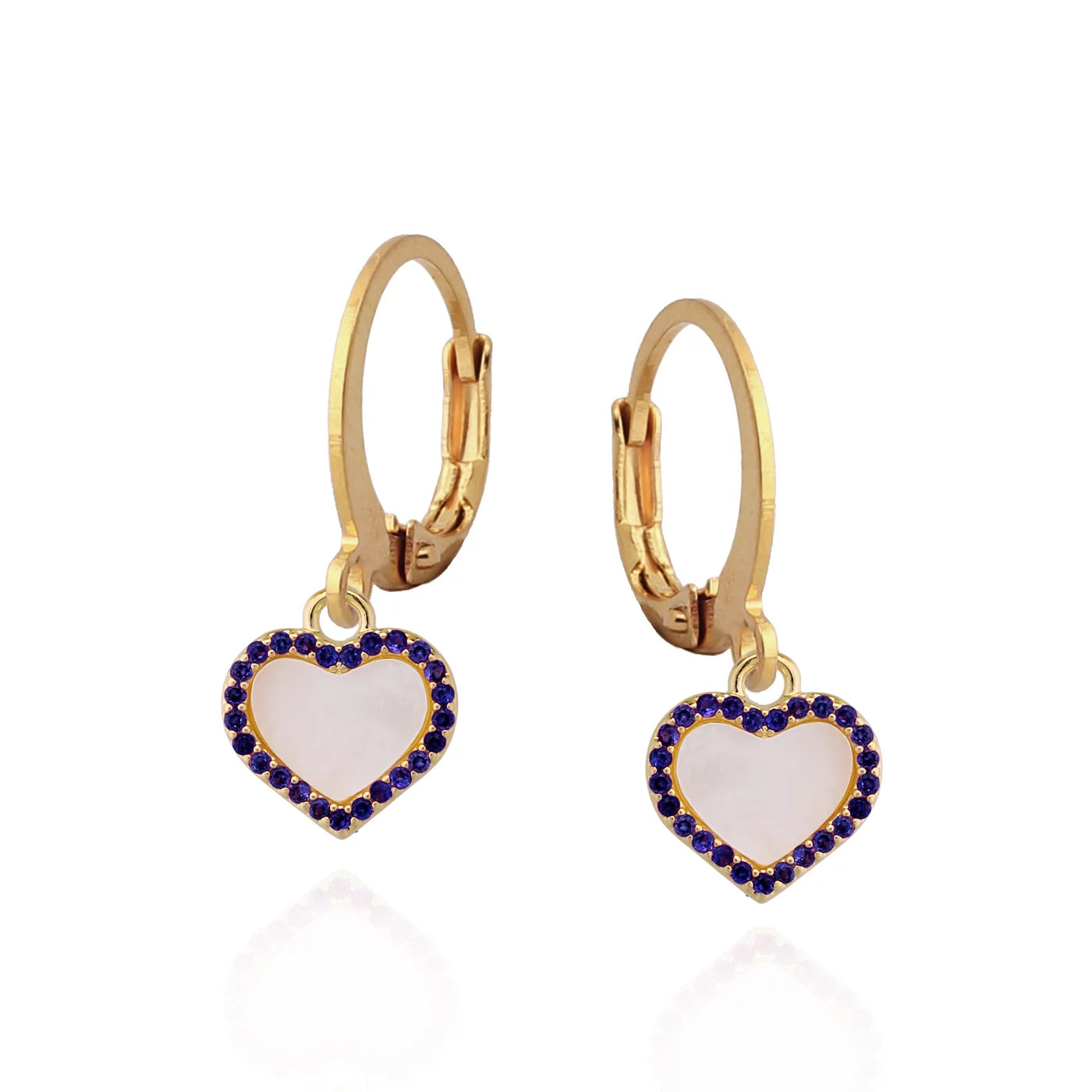 Gold Plated  Steel Medium Mother-of-Pearl Heart Earring - HK Jewels