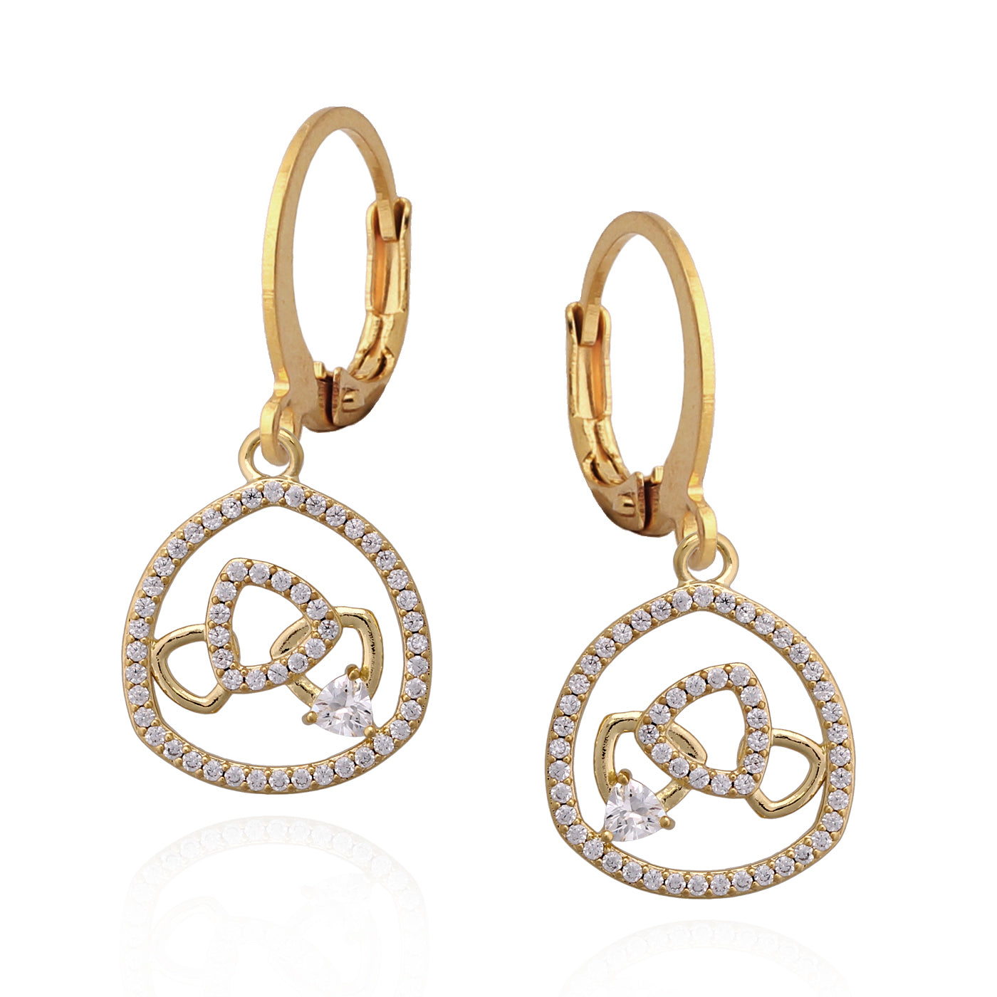 Gold Plated Surgical Steel Rounded Triangles Earring - HK Jewels