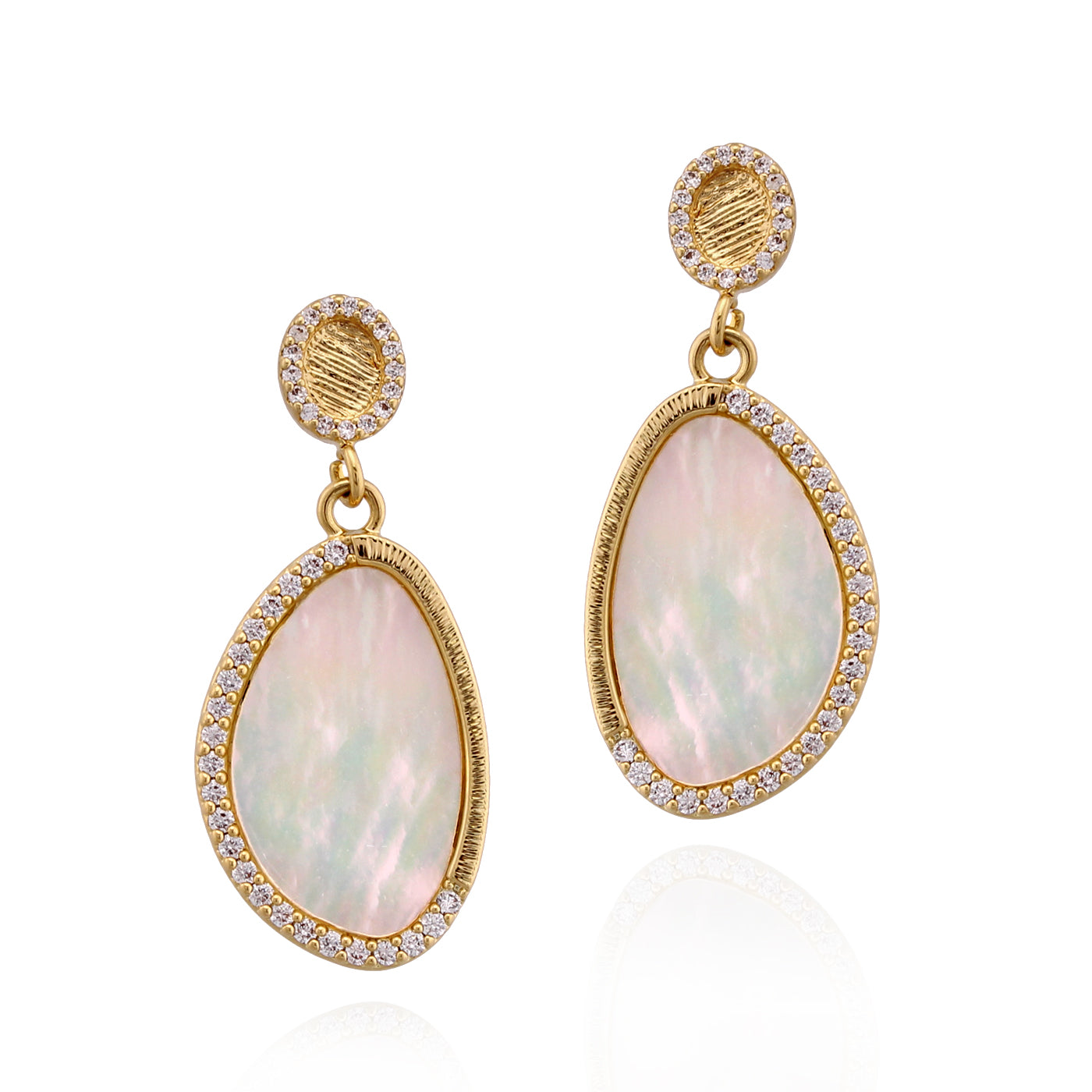 Surgical Steel Mother-of-Pearl Pebble Teardrop Earring - HK Jewels