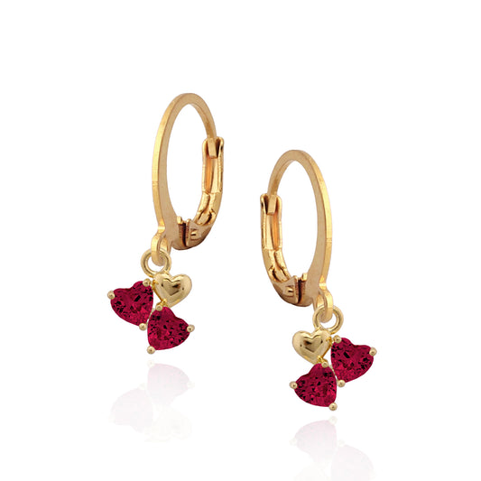 Triple Heart Stone Earring - HK Jewels