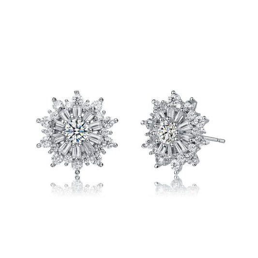 Round Snowflake CZ Stud Earring - HK Jewels