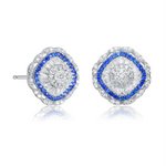 Sterling Silver Round and Square CZ Stud  Earrings - HK Jewels