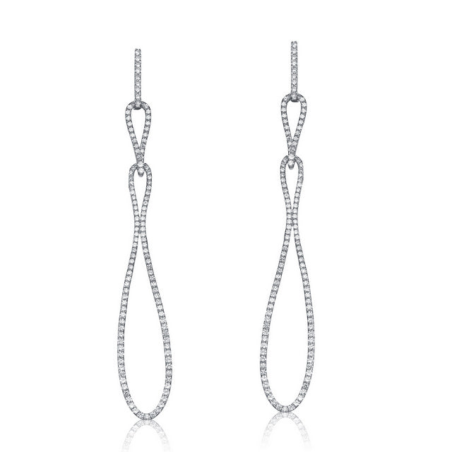 Sterling Silver Long Teardrop Earrings - HK Jewels