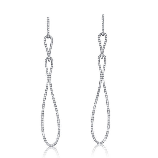 Sterling Silver Long Teardrop Earrings - HK Jewels