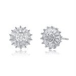 Sterling Silver Round And Baguette CZ Stud Earring - HK Jewels