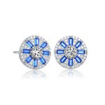 Circle Silver And CZ Baguette Stud Earring - HK Jewels