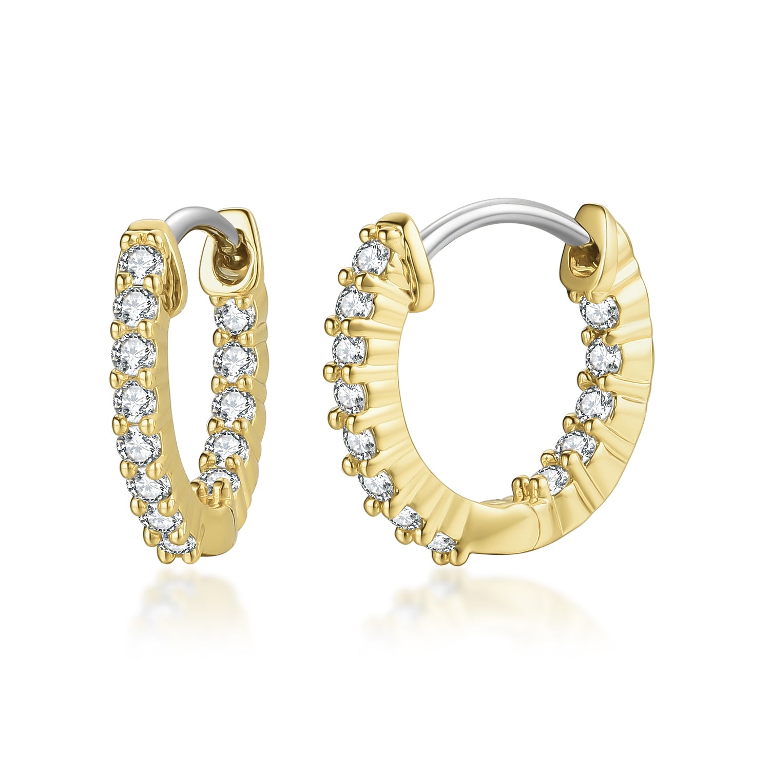 Surgical Steel Gold Plated CZ Hoop Earrings - HK Jewels