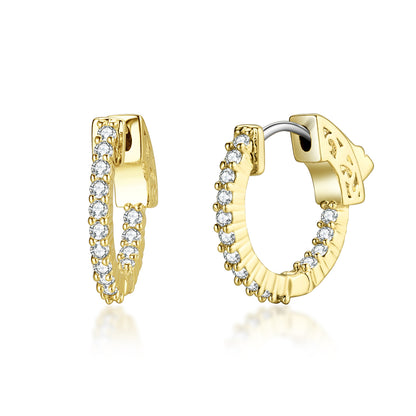 Surgical Steel Gold Plated CZ Hoop Earrings - HK Jewels